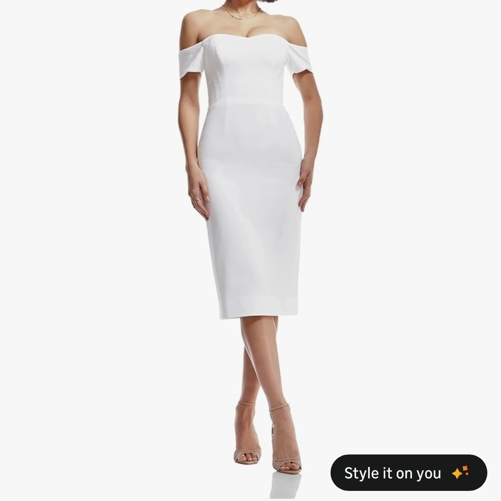 Dress the Population Womens Bailey Off The Shoulder Sweetheart Bodycon Midi L